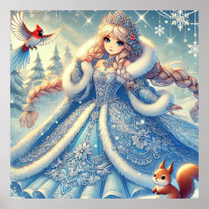 Elegant Snödrottning i Vinterundret Poster