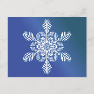 Elegant Snöflake i Deep Blå himmel Helg Vykort
