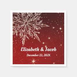 Elegant Snöflake i Röda Bröllop Pappersservett