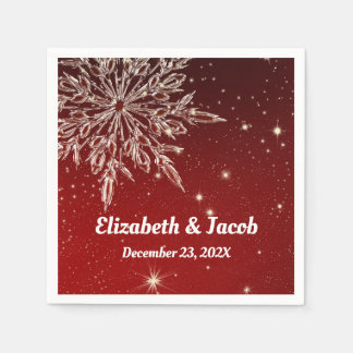 Elegant Snöflake i Röda Bröllop Pappersservett