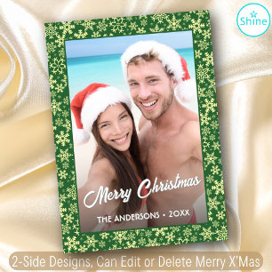 Elegant Snöflake Photo Ram Skapar din egen text Julkort