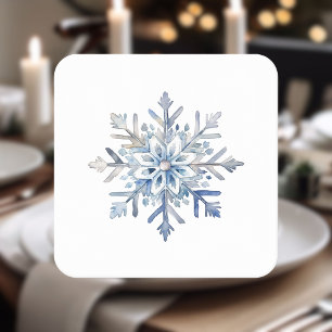 Elegant Snöflake vattenfärg Underlägg Papper Kvadrat