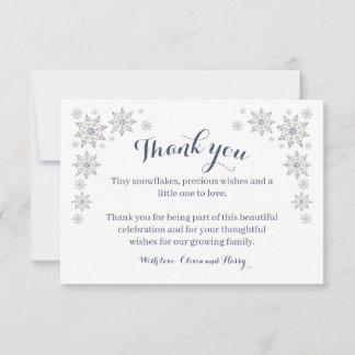 Elegant snöflinga baby shower tackkort tack kort