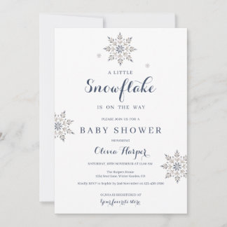 Elegant Snöflinga Barnkalas Inbjudan