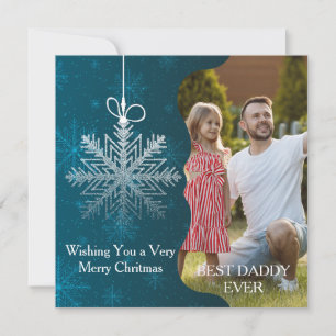 Elegant Snöflinga Blå Silver Bild Jul Julkort