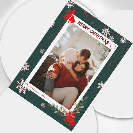 Elegant snöflinga blommig God Jul foto Julkort