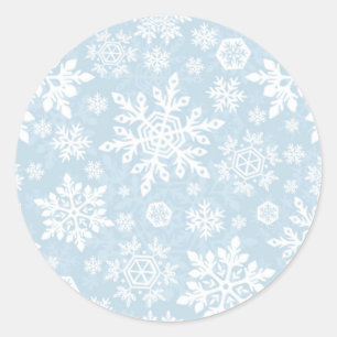 Elegant snöflinga (Frost blå) rund dekal Runt Klistermärke