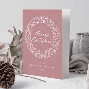 Elegant snöflinga krans Dusty Rose Icke-foto Helgkort