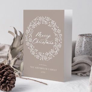 Elegant snöflinga krans Taupe Icke-foto Helgkort