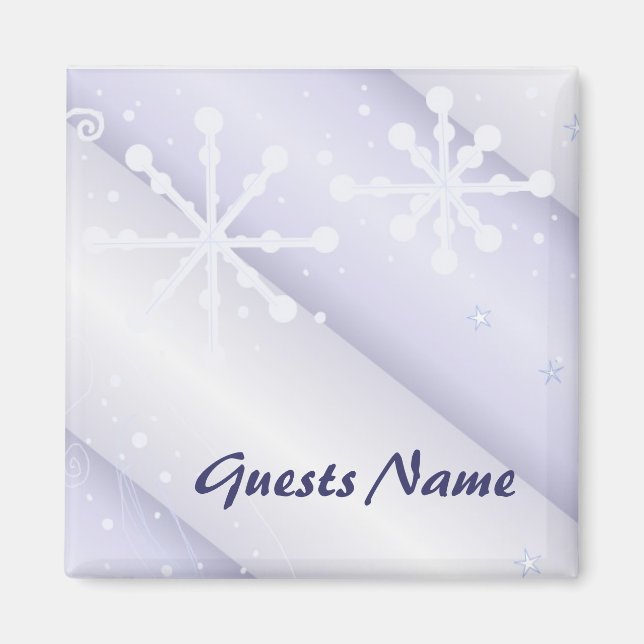 Elegant snöflinga platshållare magnet (Framsidan)