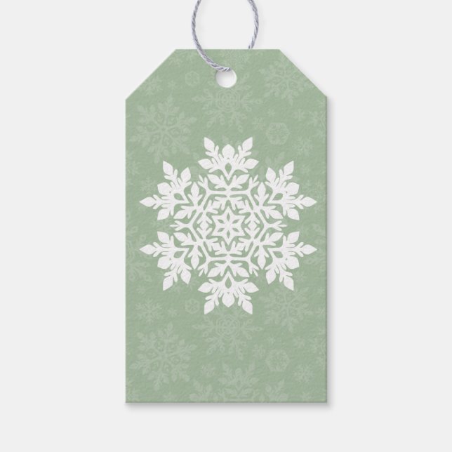 Elegant snöflinga (Sage Pine) Presentetikett (Framsidan)