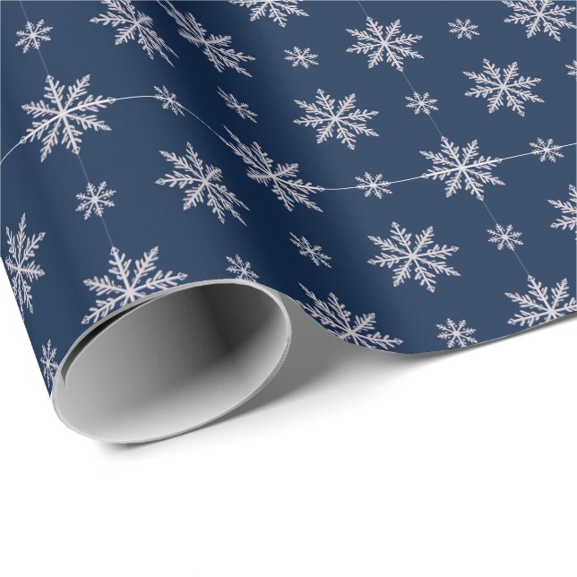 Elegant snöflinga Sömlöst Blått Mönster Presentpapper (Rullad Hörn)