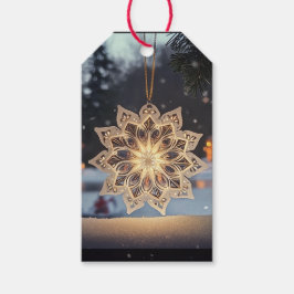 Elegant snöflingaornament Vinterpresentetikett Presentetikett