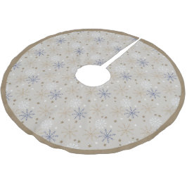Elegant snöflingemönster Beige Julgransmatta Borstad Polyester