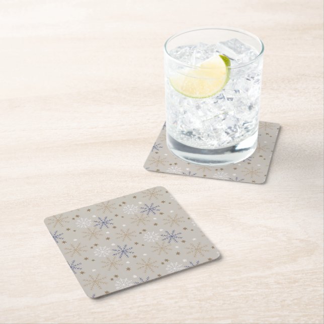 Elegant snöflingemönster Beige  Underlägg Papper Kvadrat (Insitu)