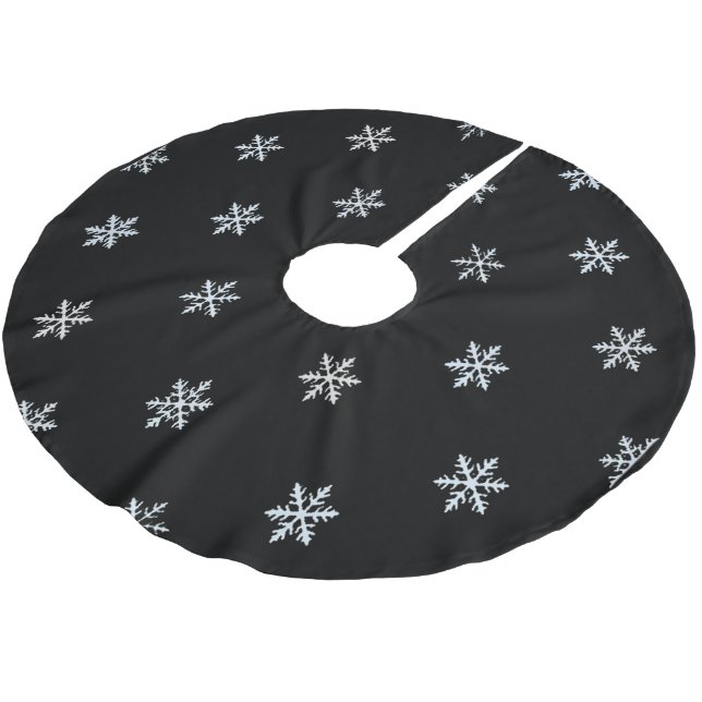 Elegant snöflingmönster Is Vinterdesign Julgransmatta Borstad Polyester (Vinklad)