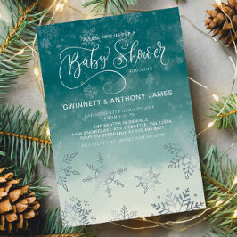 Elegant Snöflingor Baby Shower Inbjudningar