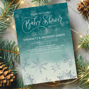 Elegant Snöflingor Baby Shower Inbjudningar