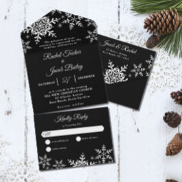 Elegant Snöflingor Black & White Winter Wedding