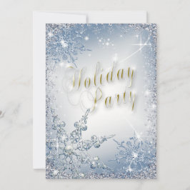 Elegant Snöflingor Blue Ice Julfest Invit Inbjudningar