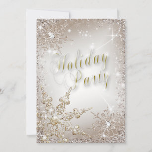 Elegant Snöflingor Bronze Mist Julfest Inbjudningar