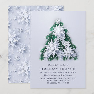 Elegant Snöflingor CHRISTMAS HELGDAG BRUNCH Inbjudningar