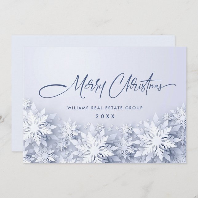 Elegant Snöflingor Corporate jul Hälsning Julkort (Fram/baksida)