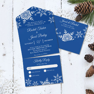 Elegant Snöflingor Deep Blue Winter Wedding