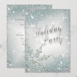 Elegant Snöflingor Dusty Teal Mist Julfest Inbjudningar