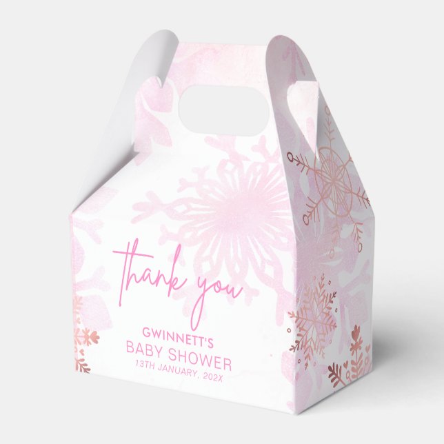 Elegant Snöflingor Girl Baby Shower Presentaskar (Framsidan Sidan)