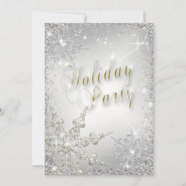Elegant Snöflingor Guld Frost Julfest Inbjudningar