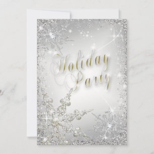 Elegant Snöflingor Guld Frost Julfest Inbjudningar