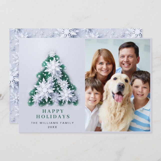 Elegant Snöflingor jul Hälsning PHOTO Julkort (Fram/baksida)