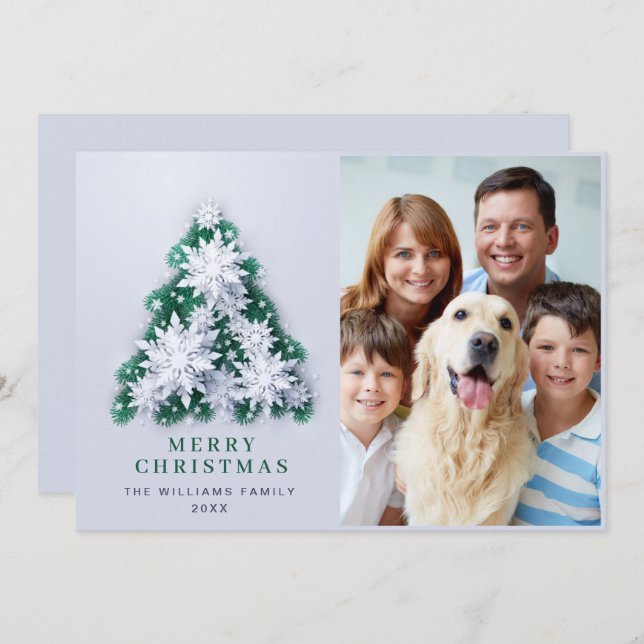 Elegant Snöflingor jul Hälsning PHOTO Julkort (Fram/baksida)