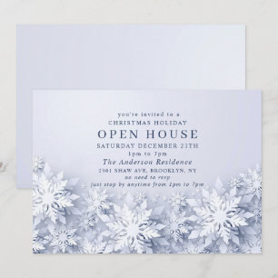 Elegant Snöflingor jul - HELGDAG Open House Inbjudningar