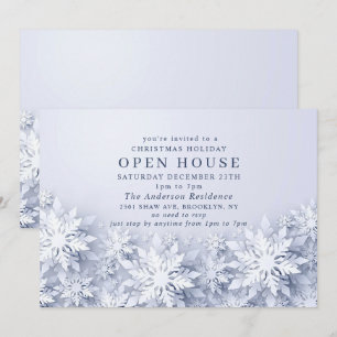 Elegant Snöflingor jul - HELGDAG Open House Inbjudningar