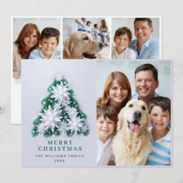 Elegant Snöflingor Julgran Hälsning 4 PHOTO Julkort