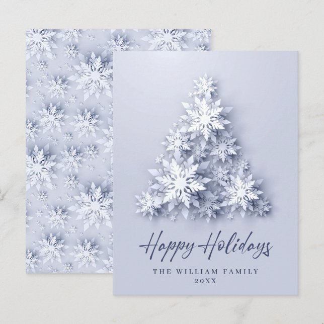 Elegant Snöflingor Julgran Helgdag-kort Vykort (Fram/baksida)