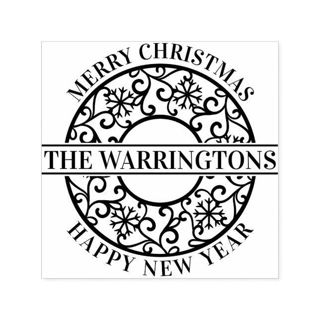 Elegant Snöflingor Lacy Filigree #2 Familj Namn Självfärgande Stämpel (Design)