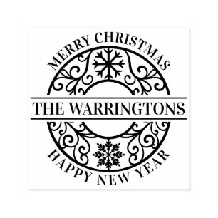 Elegant Snöflingor Lacy Filigree Family Namn Självfärgande Stämpel