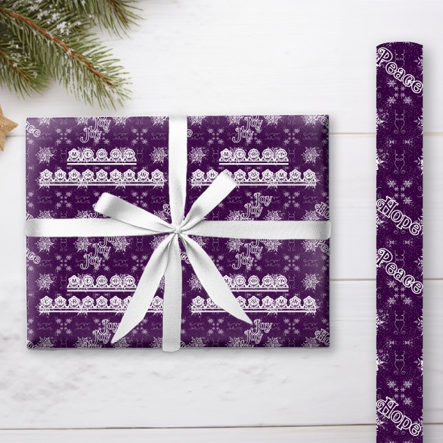 Elegant Snöflingor om Lila jul Presentpapper (This elegant dark purple wrapping paper with white snowflakes will be beautiful under your tree!)
