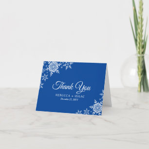 Elegant Snöflingor Play Deep Blue Bröllop Tack Kort