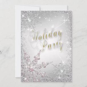 Elegant Snöflingor Rosa Frost Julfest Invit Inbjudningar