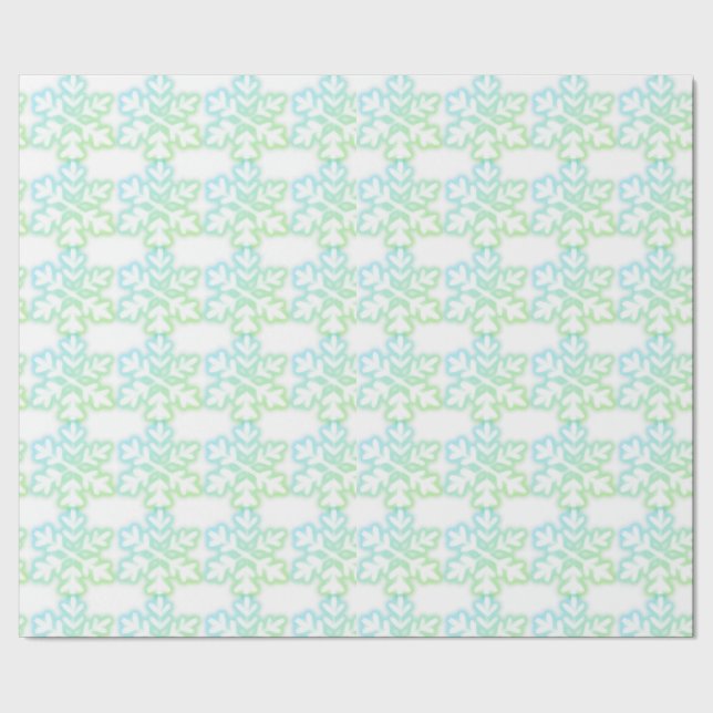 Elegant snöflingor teal grönt mönster presentpapper (Seam)