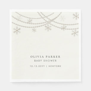 Elegant Snöflingor Winter Baby Shower Pappersservett