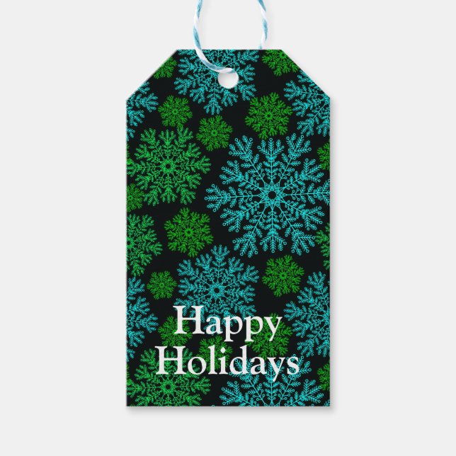 Elegant Snöflingor Winter Mönster Presentetikett (Framsidan)