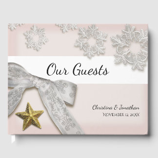 Elegant Snöflingor Winter Wedding Guest Bok