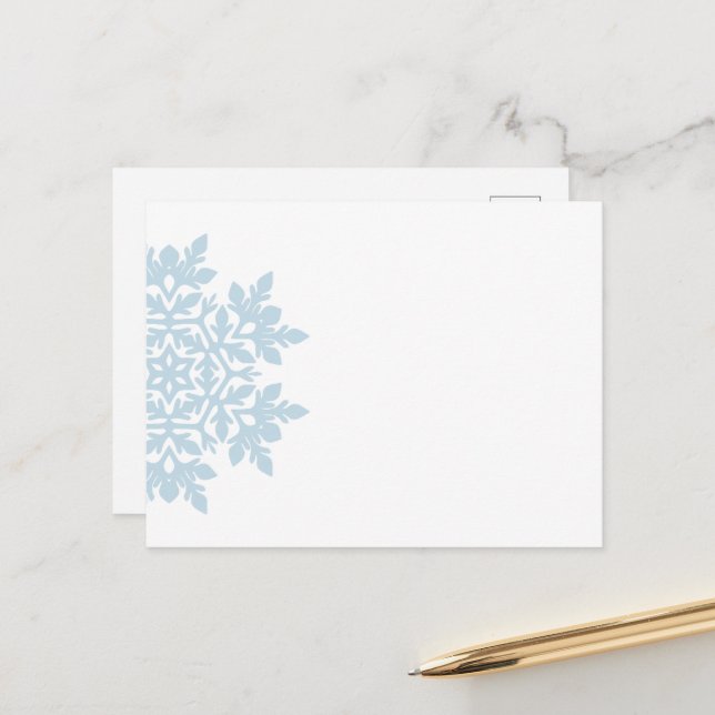 Elegant Snöflummel (Frost Blue) Helg Vykort (Fram/Back In Situ)