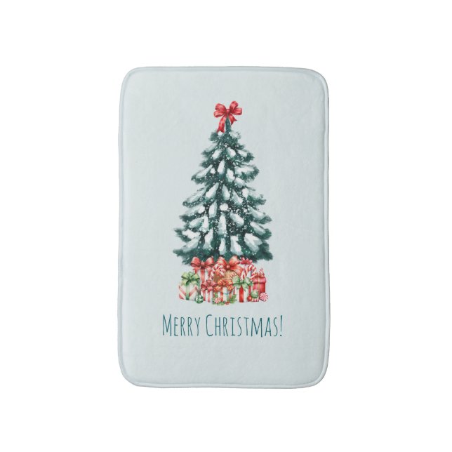 Elegant snöig julgran badrumsmatta (Framsidan (Vertikal))
