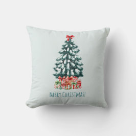 Elegant snöig julgran kudde
